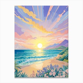 Romantic Beach Sunset Canvas Print