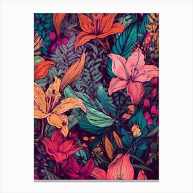 Floral Seamless Pattern flowers nature 1 Canvas Print