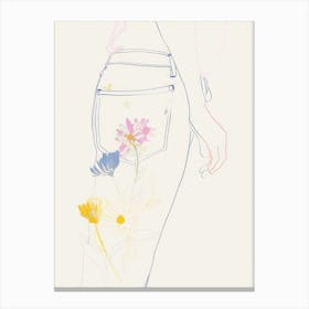 Jean Line Art Flowers 3 Canvas Print
