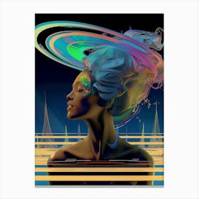 Psychedelic Girl, trippy, portrait, woman, artwork print, "Free Vibes" Canvas Print