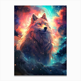 Wolf In The Night Sky Canvas Print