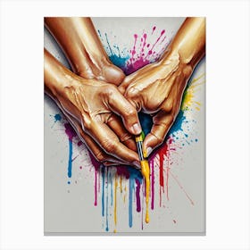 Two Hands Holding Paint Canvas Print Canvas Print