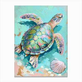 Pastel Rainbow Sea Turtle 2 Canvas Print