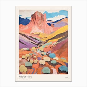 Mount Teide Spain 2 Colourful Mountain Illustration Poster Canvas Print