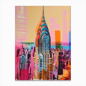 Chrysler Building New York Colourful Silkscreen Illustration 1 Canvas Print