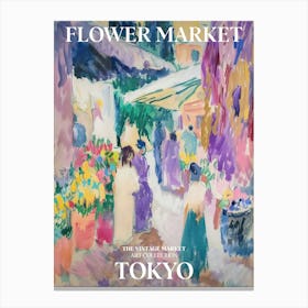 Vintage Flower Market Painting Tokyo 4 Canvas Print