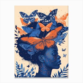 Woman With Butterflies On Her Head 2 Canvas Print