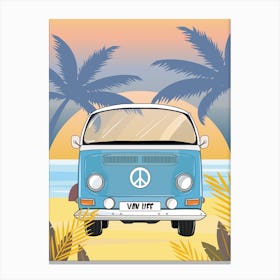 Vw Bus On The Beach Canvas Print