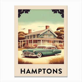 Hamptons Vintage Travel Poster Canvas Print