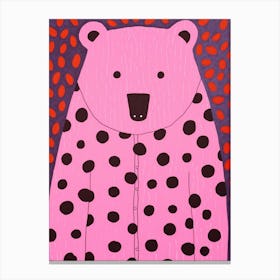 Pink Polka Dot Wombat 1 Canvas Print