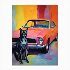 Dodge Charger Vintage Car With A Dog, Matisse Style Painting 2 Canvas Print