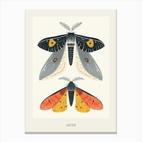 Colourful Insect Illustration Moth 52 Poster Canvas Print