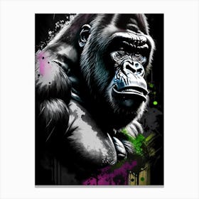 Gorilla Beating Chest Gorillas Graffiti Style 1 Canvas Print