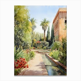 Marrakech Botanical Garden Morocco Watercolour 2  Canvas Print