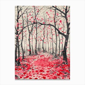 Red Leaves In The Forest Canvas Print