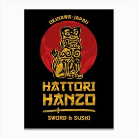 Kill Bill Tarantino Hattori Hanzo Black Canvas Print