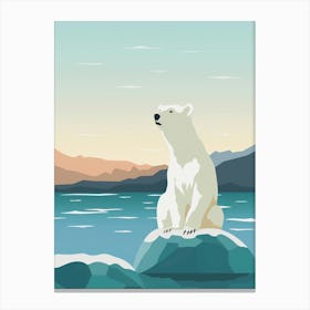 Polar Bear Sitting On Rock Canvas Print