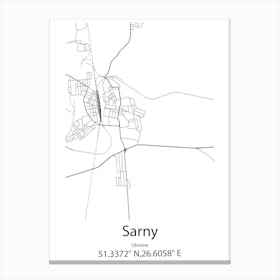 Sarny,Ukraine Minimalist Map Toile