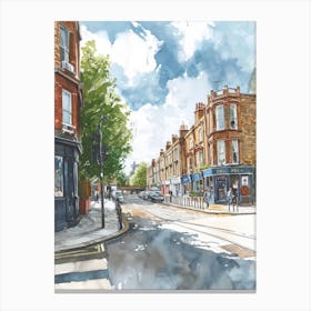 Lambeth London Borough   Street Watercolour 4 Canvas Print