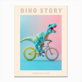 Pastel Toy Dinosaur On A Bike 3 Poster Canvas Print