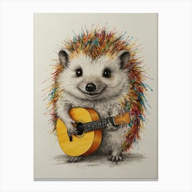 Hedgehog Playing Guitar 21 Canvas Print