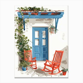 Greece Rocking Chairs Canvas Print