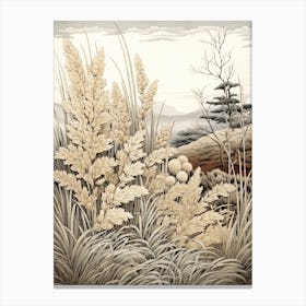 Fujibakama Japanese Silver Grass 2 Vintage Japanese Botanical Canvas Print