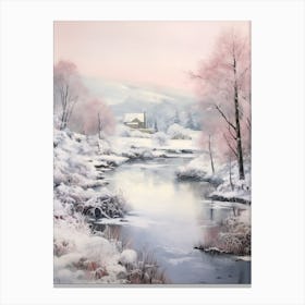 Dreamy Winter Painting The Lake District England 3 Canvas Print