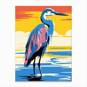 Andy Warhol Style Bird Great Blue Heron 6 Canvas Print