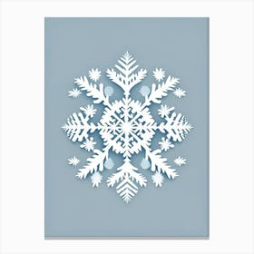 Frost, Snowflakes, Retro Minimal 3 Canvas Print