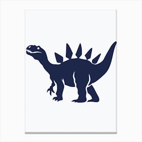 Stegosaurus Navy Blue Silhouette 2 Canvas Print