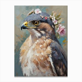 Hawk With Flowers Canvas Print