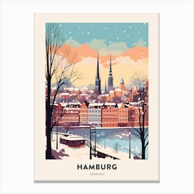 Vintage Winter Travel Poster Hamburg Germany 2 Canvas Print