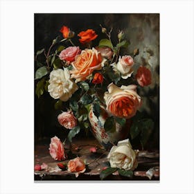 Baroque Floral Still Life Rose 9 Canvas Print