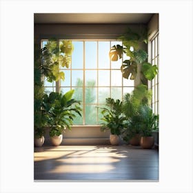 Sundown Room With Plants Canvas Print