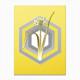 Botanical Cowslip Cupped Daffodil in Gray and Yellow Gradient n.152 Canvas Print