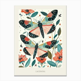 Colourful Insect Illustration Lacewing 5 Poster Canvas Print