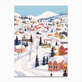 Retro Winter Illustration Kiruna Sweden 1 Canvas Print