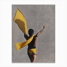 'Yellow' Woman with Towel Impressionist Abstract Canvas Print