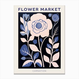 Blue Flower Market Poster Carnation 5 Canvas Print