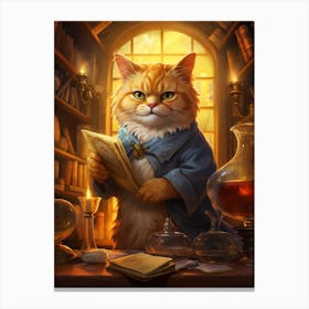 Cat As A Medieval Alchemist With Potions 2 Canvas Print