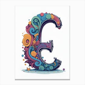 Colorful Letter E Illustration 48 Canvas Print