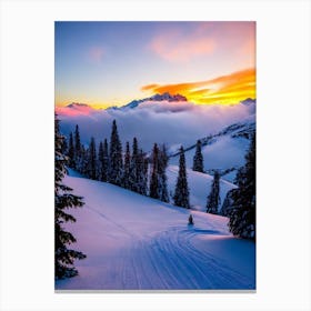 Bormio, Italy Sunrise Skiing Poster Canvas Print