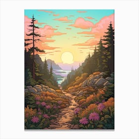 West Coast Trail Canada 4 Hike Illustration Canvas Print