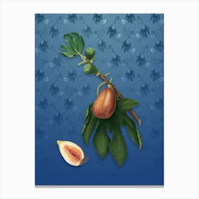 Vintage Fig Botanical on Bahama Blue Pattern n.1080 Canvas Print