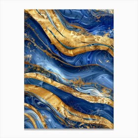 Blue And Gold Abstract Painting 11 Canvas Print