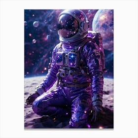 Purple Astronaut In Space Canvas Print