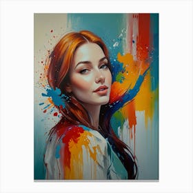 Girl With Paint Splatters Canvas Print