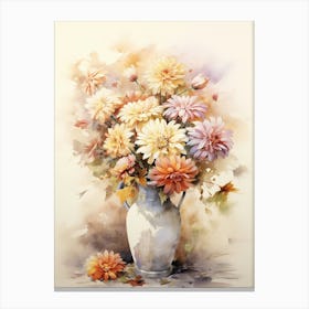 Elegant Bouquet: Chrysanthemum Vase Wall Art Print Canvas Print