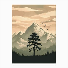 Lone Tree In The Mountains 1 Canvas Print